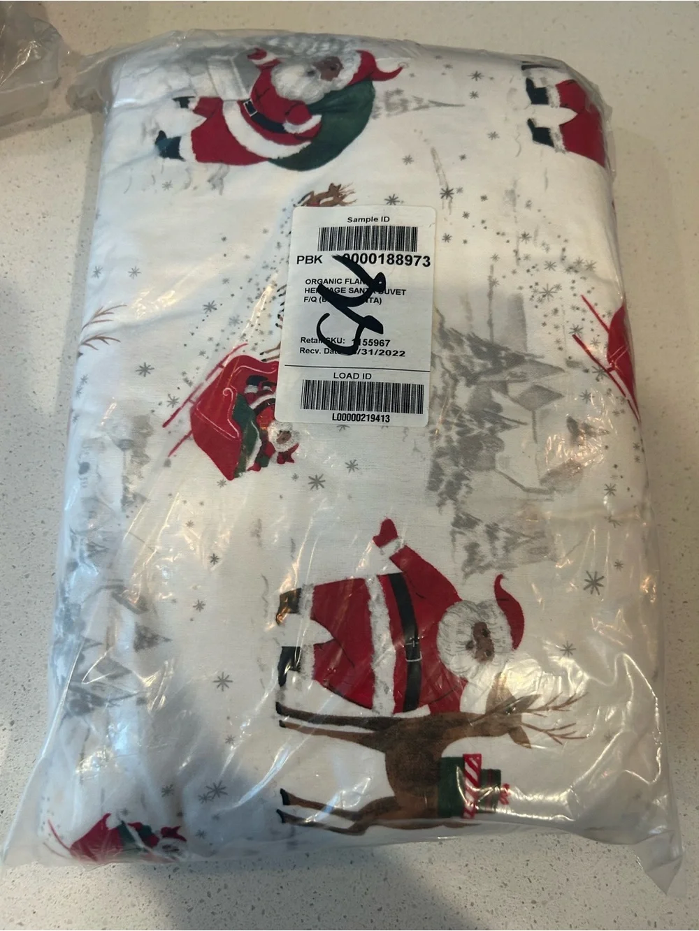 Pottery Barn Kids Heritage Black Santa Duvet Cover Organic Christmas Bedding